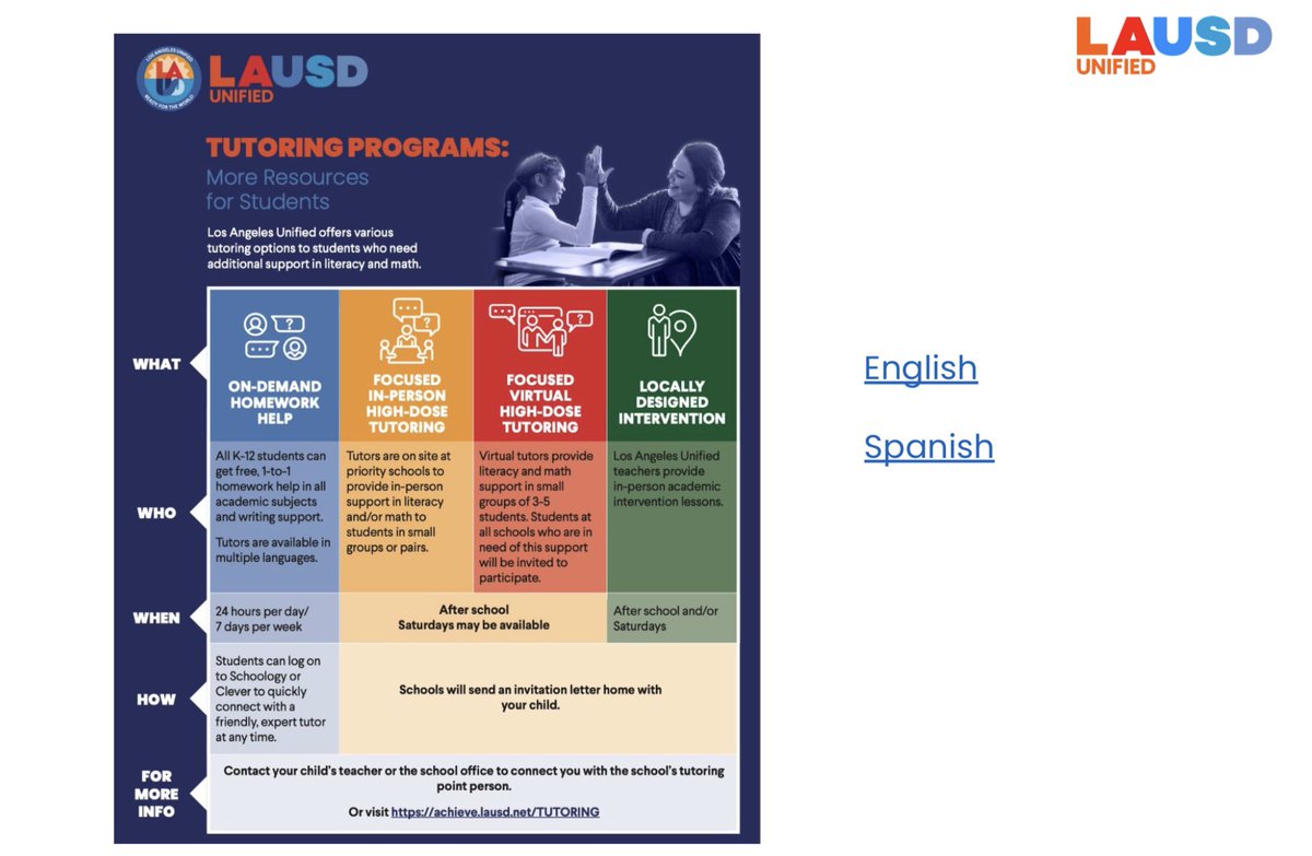 LAUSDSup's tweet photo. Meet them where they are, elevate them to their natural possible. Let’s connect our students to personalized free tutoring at @LASchools. https://t.co/Bbir2nLstn
