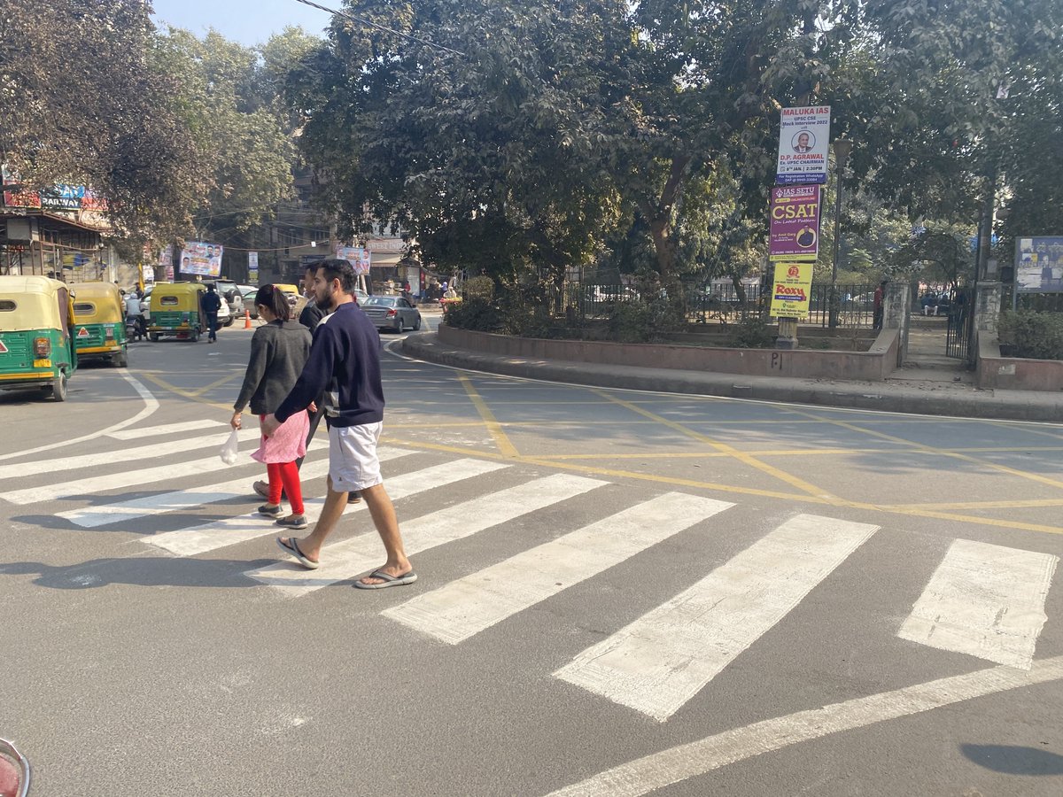 Scenes from work in progress in Rajendra Nagar, Delhi. New pedestrian crossings, benches, and native plant species planters. We are two weeks in to this transformation project — the final components will be put in place next week!