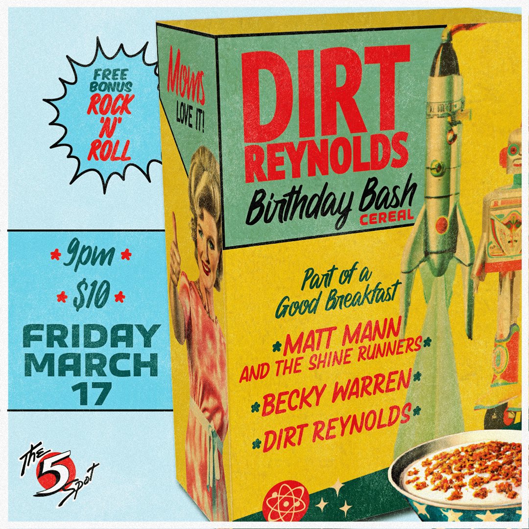 Just announced! <a href="/five_spot/">The 5 Spot</a> with Matt Mann and the Shine Runners and Becky Warren. Let’s go fuckers!