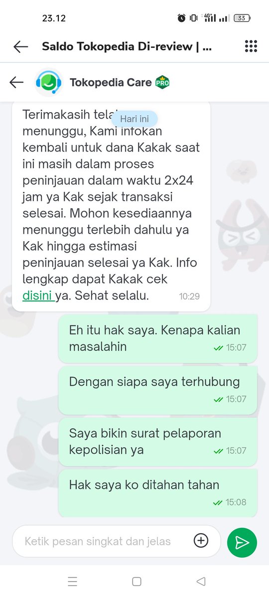 Ada masalah apa yah ? Dana tertahan ? Saya sudah kirim barang sudah diterima customer . Kenapa dana harus ditahan kan ini hak saya sebagai seller kenapa ,mempersulit keadaan ? <a href="/TokopediaCare/">TokopediaCare</a> <a href="/tokopedia/">Tokopedia</a>  , balasannya sama . Apa pake reply robot ? Tidak ada solusi dari masalah ini.
