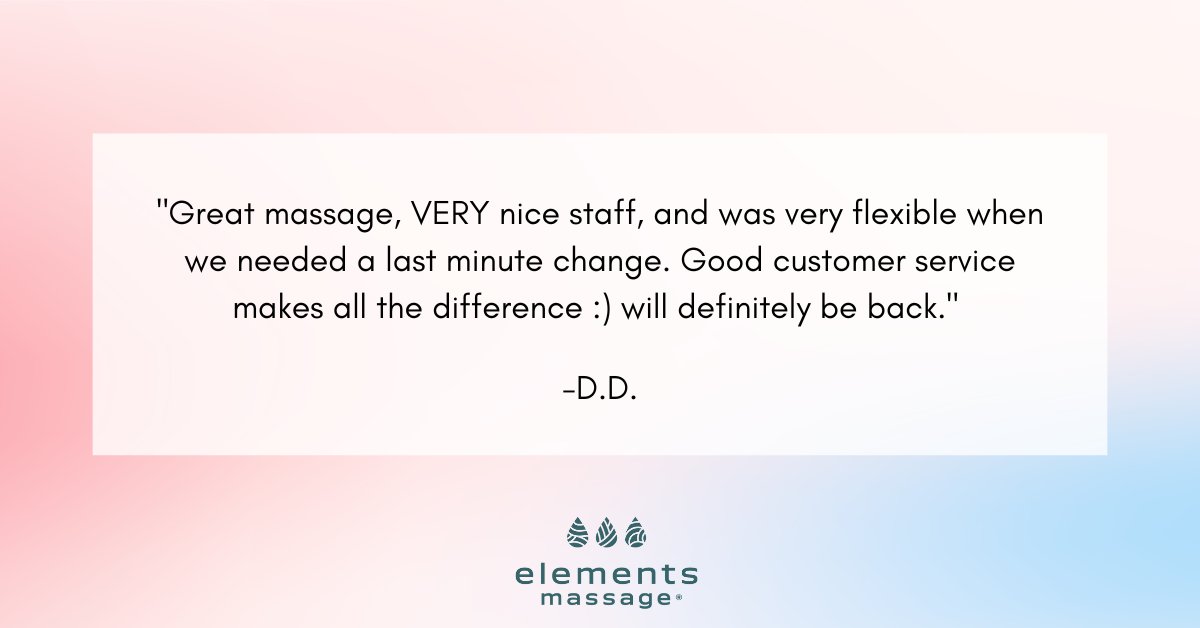 Elements_RVC's tweet image. Thank you for these kind words! Elements Massage strives to make our customers feel comfortable and relaxed at every appointment! Read more of our reviews today: bit.ly/30ngZW4