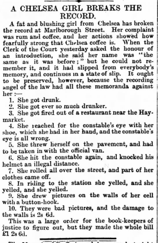 HorribleSanity's tweet image. Just another night out in Chelsea.  (Dundee Courier 1889, via @_newspapers)