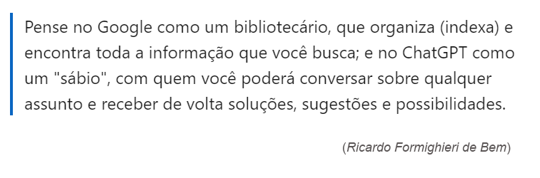 ricardofdebem's tweet photo. Não use o ChatGPT como buscador. Não é esse o espírito. Ele foi desenvolvido para diálogos.

Leia mais, no artigo original:
https://t.co/zYl5gBTgNx

#Chatgpt #InteligênciaArtificial https://t.co/IKCXnlHV9z