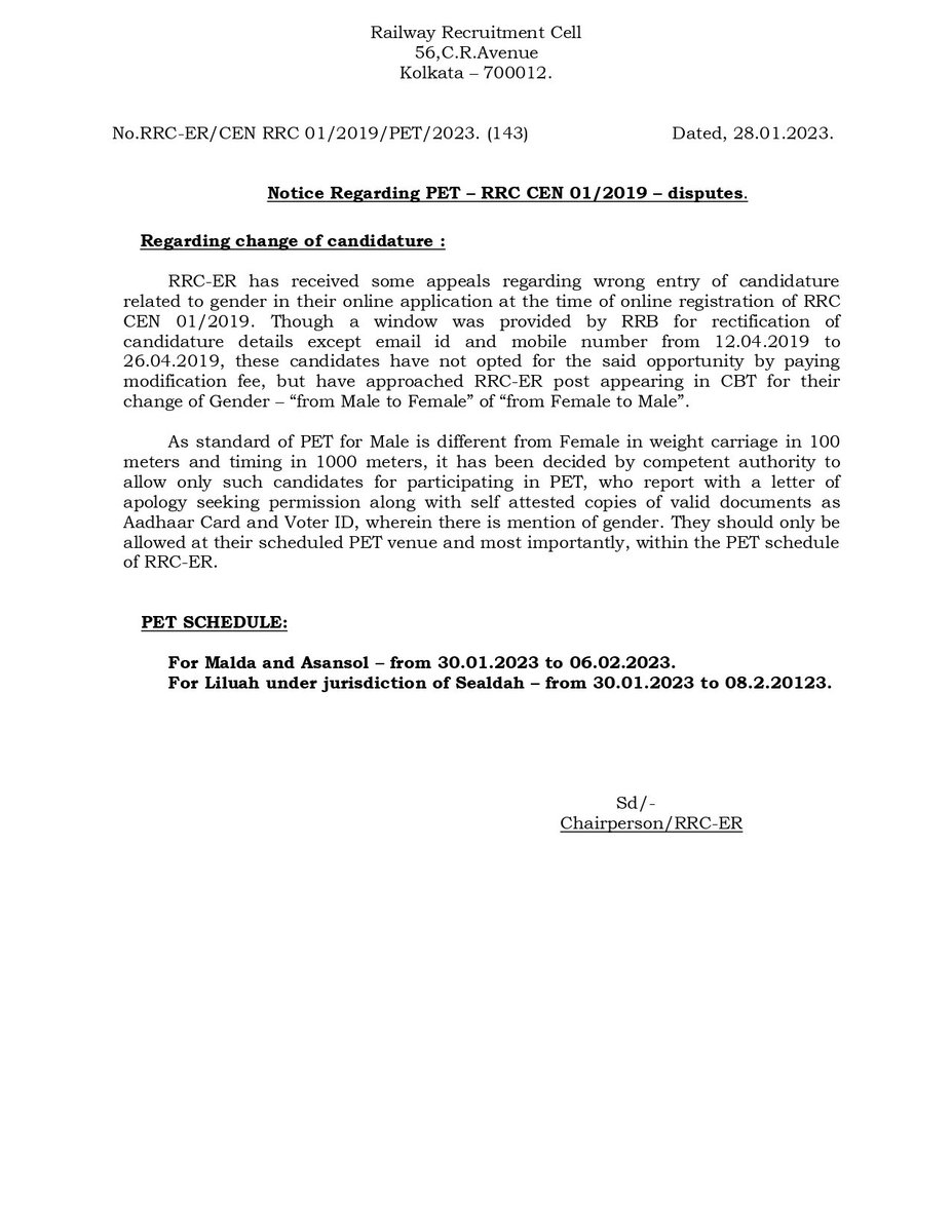 shantanualways's tweet photo. On one hand an #ApologyLetter for #GenderCorrection by RRCER,#Ammendment for #EWS & on other hand Imposition of Conditions upon Conditions for #CommunityCorrection.
@narendramodi @AshwiniVaishnaw @DrJitendraSingh @RRBKOLKATA Why #Discrimination against me in this #AmritKal? https://t.co/TvLUwvLJlK