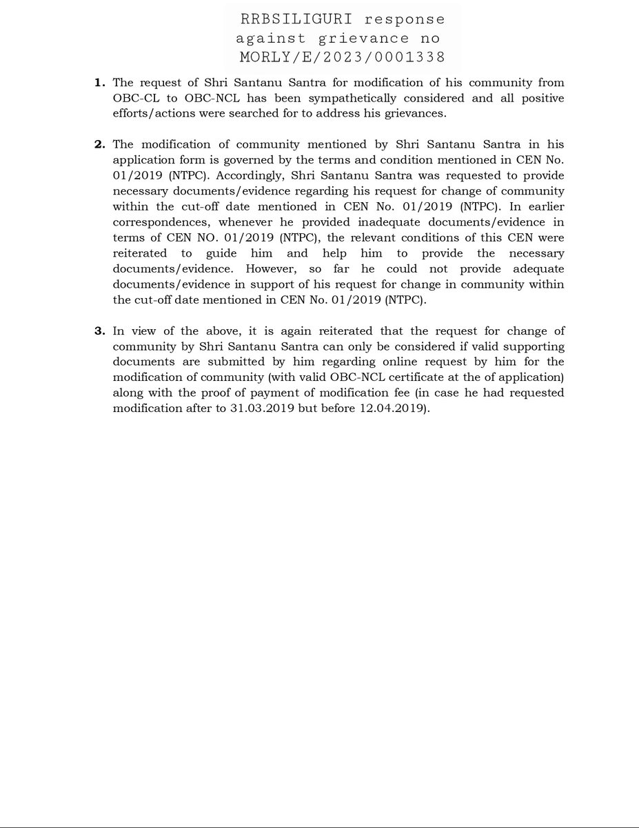 shantanualways's tweet photo. On one hand an #ApologyLetter for #GenderCorrection by RRCER,#Ammendment for #EWS & on other hand Imposition of Conditions upon Conditions for #CommunityCorrection.
@narendramodi @AshwiniVaishnaw @DrJitendraSingh @RRBKOLKATA Why #Discrimination against me in this #AmritKal? https://t.co/TvLUwvLJlK