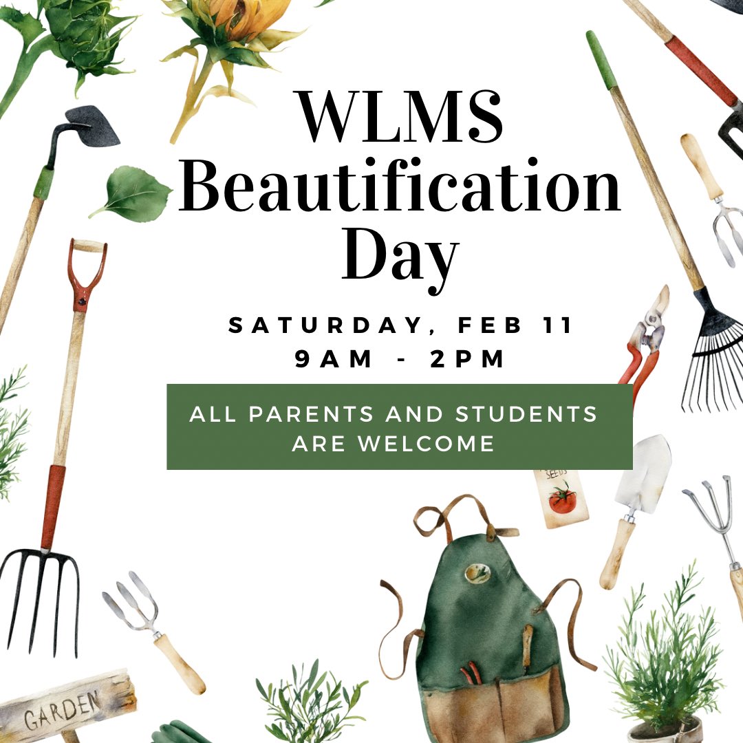 WolflakeMS_OCPS's tweet photo. NJHS invites all parents &amp; students to WLMS Beautification Day this Saturday 9am-2 pm. Earn volunteer hours while making campus beautiful! Water &amp; snacks available. You must sign up to come. Be prepared to work outside.https://t.co/m7Pl2usQOU @ByrdOcps @mleftakis2 https://t.co/Z6g97DGpqk