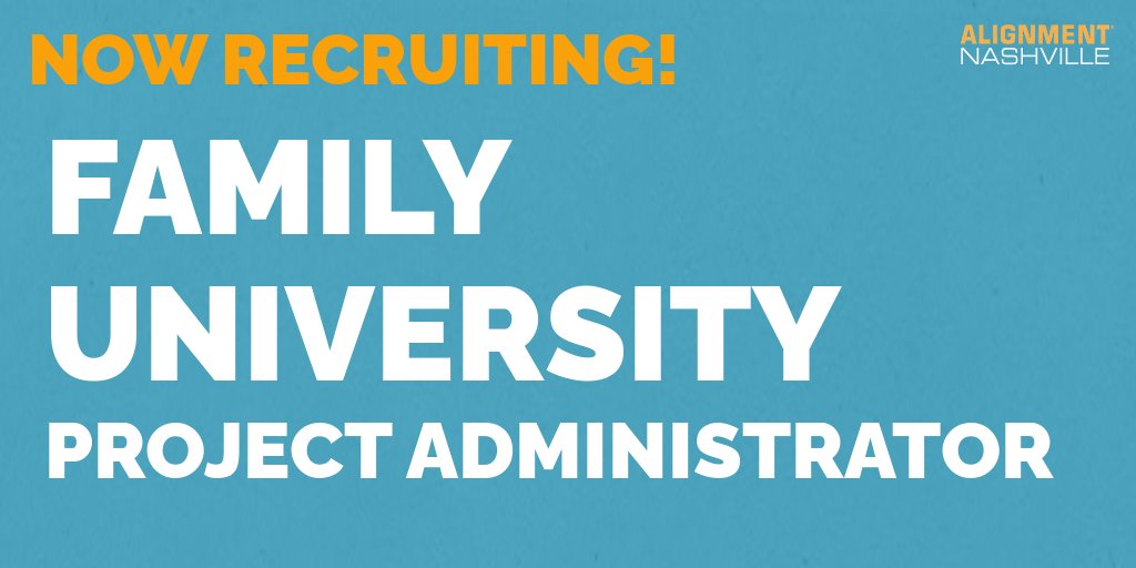 Come work with the Alignment Nashville team! We're hiring a Family University Project Administrator. Read the description here: alignmentnashville.org/portfolio-item…