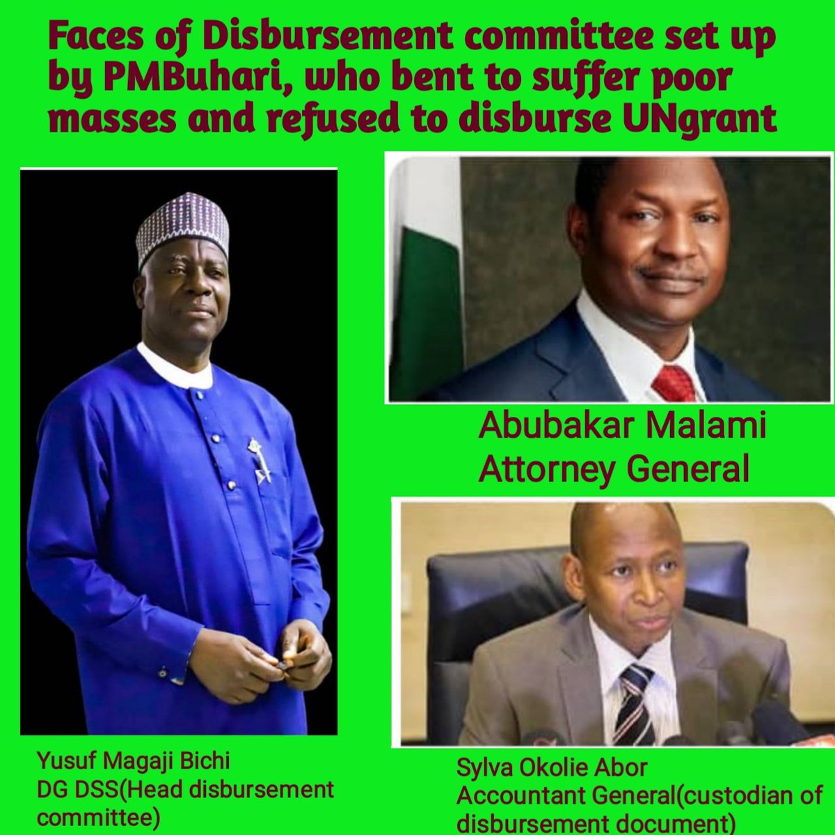 AwuruEru's tweet photo. LET THERE BE DISBURSEMENT NOW!!!
Release #UNGRANT #UAAG grant now to be disbursed to the poor Nigerian masses it is meant for. The cabal, Let there be disbursement now. #disburseGrantNow #grantProtestNigeria
@PRESSUREGROUPNG
@breketeConnect
@CHANEL
@SaharaReporters https://t.co/n7TK3SBsKz
