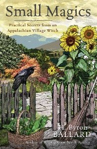 ByronBallard's tweet photo. Here's the cover for the book that's coming out in the fall! (I'll post the artist's name when I know it--I forgot to ask.) Sunflowers. A picket fence. A raven. A basketful of lily-of-the-valley &amp; ramps. I love all the iconic imagery.

#SmallMagics #llewellynbooks https://t.co/2NKZWUUb28