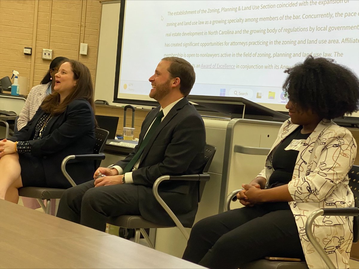 poynerspruill's tweet photo. This week, p.s. partner Nick Tosco was a panelist for @NCBAorg's "A Day in the Life of a Land Use Lawyer: Perspectives from Public and Private Practitioners." He spoke to section members and law students at @unc_law. https://t.co/AKqEuzSuxi