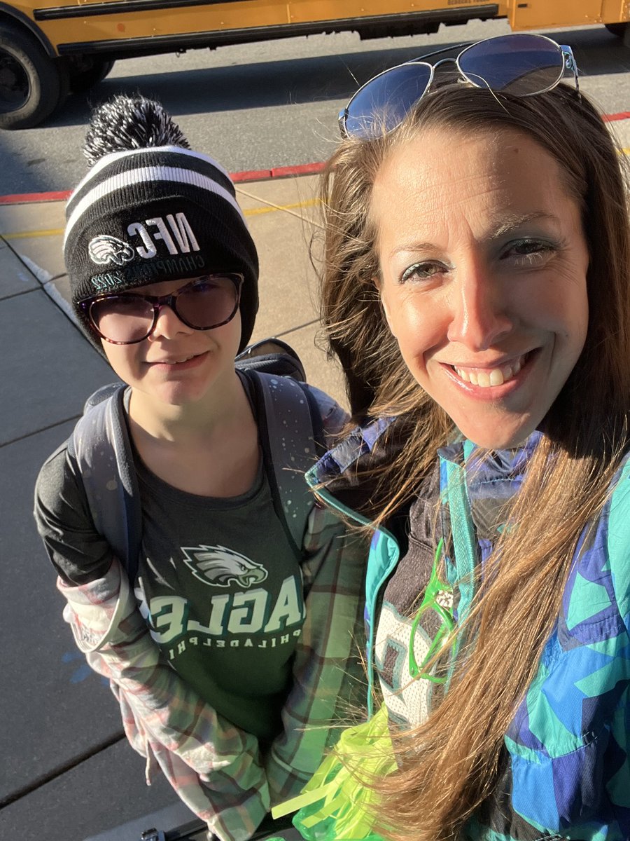 🦅Topped off our arrival this morning with the PERFECT parking spot! Love being able to celebrate the excitement with my son and all my WY students! GO BIRDS! FLY EAGLES FLY! It’s a Philly THING! #wyproud #WYGoBirds @wyasdblue @Eagles #EaglesNation #FlyEaglesFly