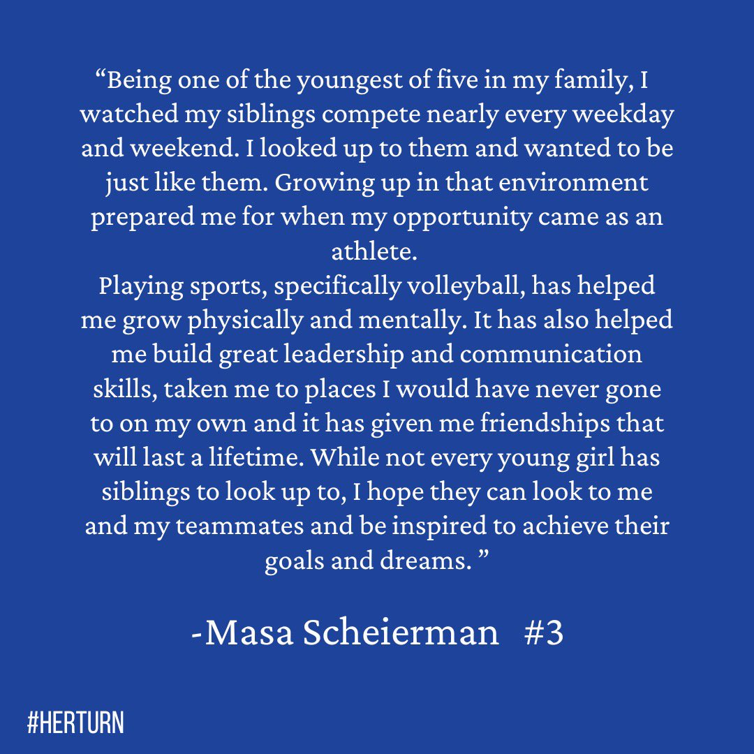 Continuing week two of celebrating National Girls and Women in Sports Day, we asked Masa Scheierman, member of <a href="/GoJacksVB/">Jackrabbit Volleyball</a>, what sports mean to her…

#HerTurn
<a href="/WomensSportsFdn/">Women's Sports Foundation</a> 

To learn more about us or donate, visit:
herturnsd.org