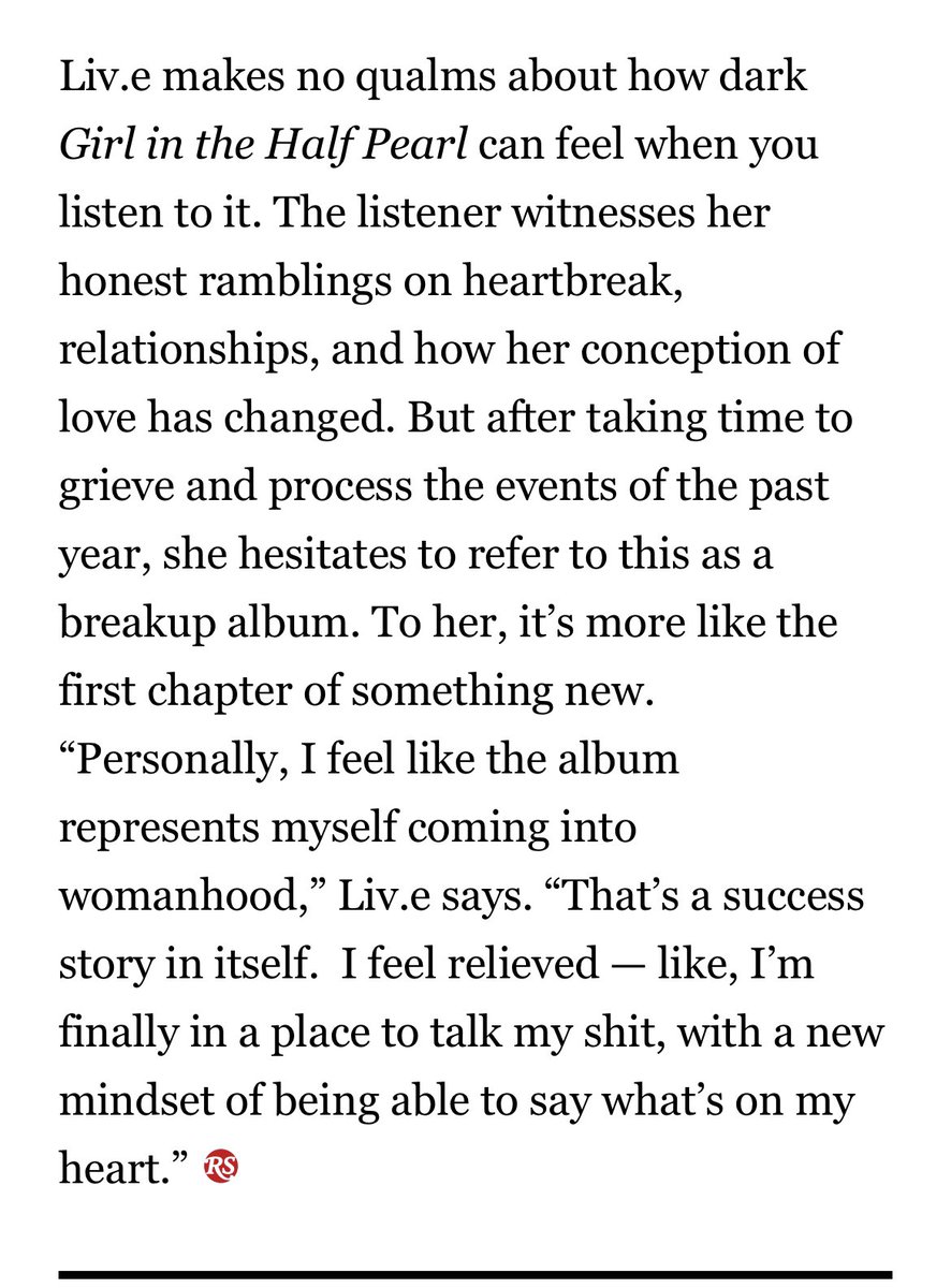 so @oliveosun’s new album is out (it’s really good), so it’s a good time to read her profile in <a href="/RollingStone/">Rolling Stone</a> again rollingstone.com/music/music-fe…