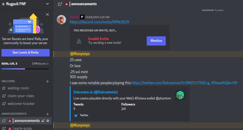 RugpullFNF's tweet image. Lots of people showing support right now, but guess who was showing you love during the day of your launch? 🤷‍♂️

When @RugpullFNF x @Solcasinoio