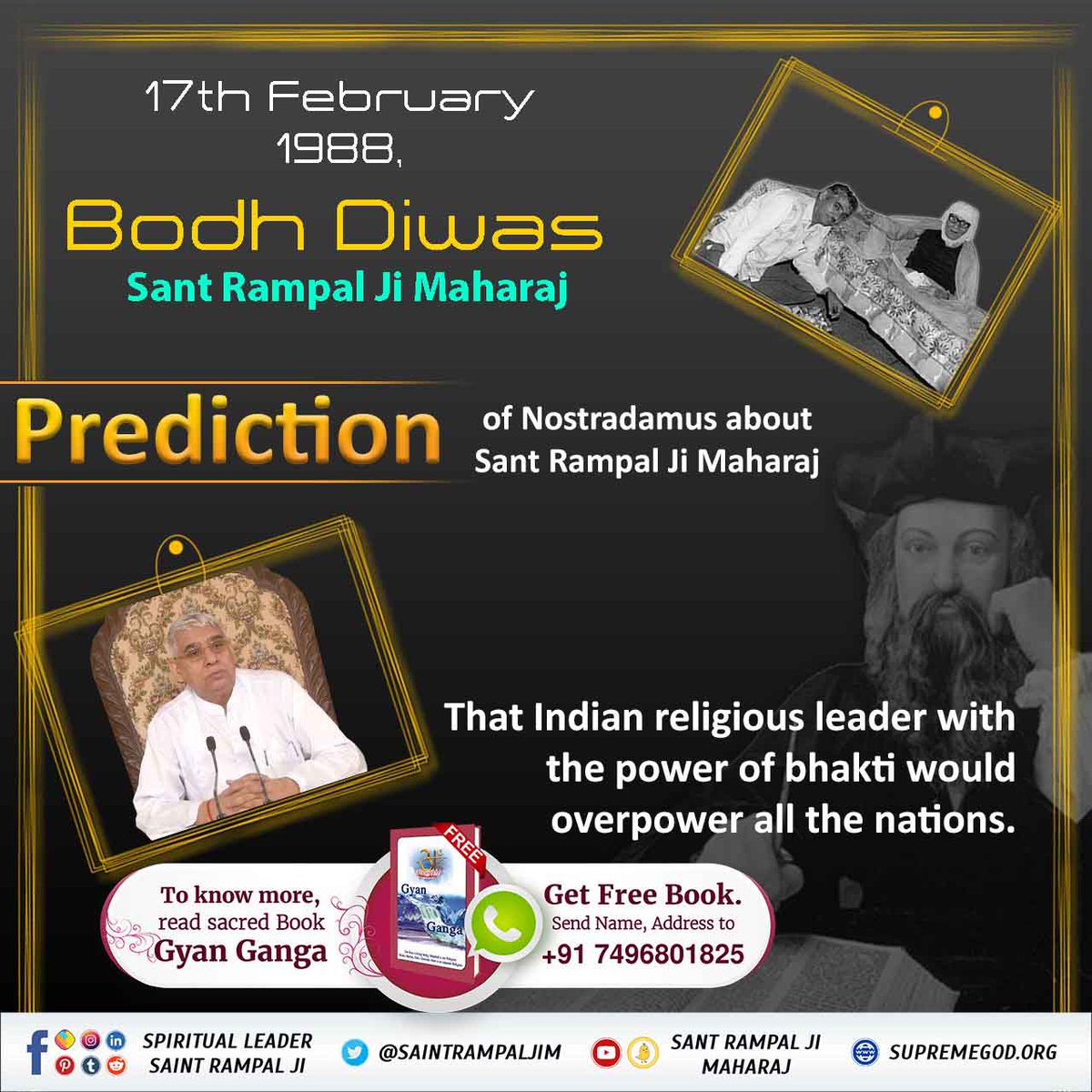 #17Feb_SantRampalJi_BodhDiwas

February 17 is the Bodh Day of that great saint about whom even Nostradamus has predicted that "Wait, Ram Rajya is coming. 💐

 Visit us- Satlok Ashram YouTube Channel.