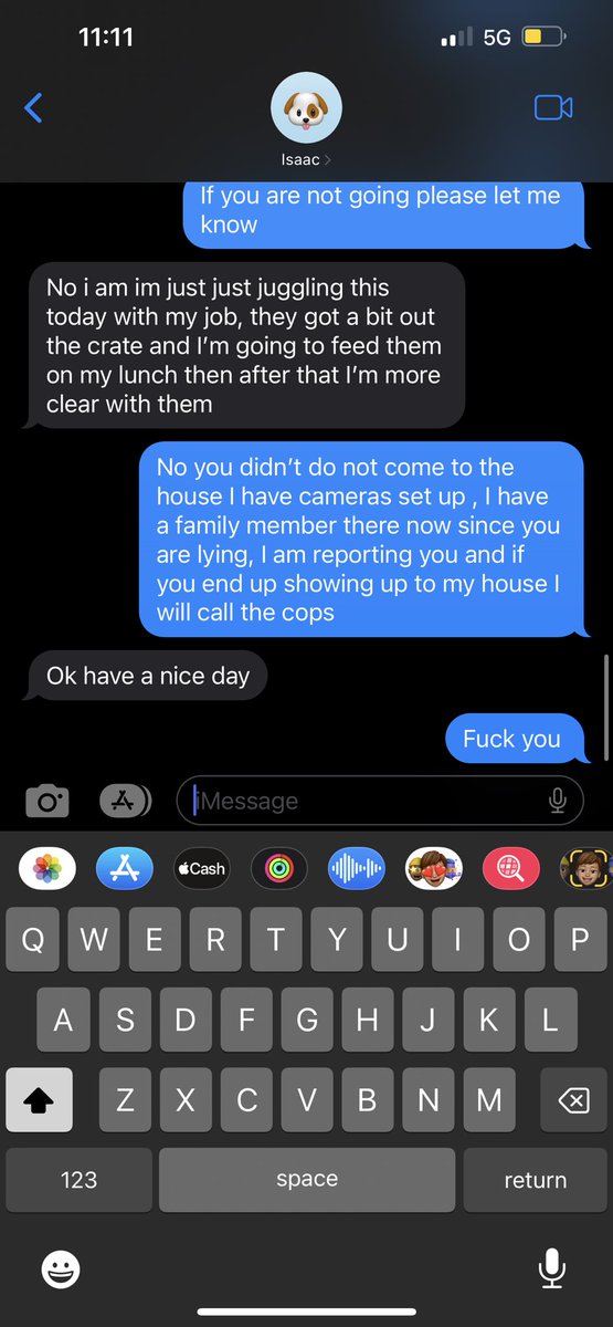 bass_liss's tweet photo. First time using the ROVER app, I left my fur babies alone with a dog sitter, only to have him flat out lie to my face about caring for them, hang up on me after hours of calling, and I hope if you know this person please don’t trust him with your babies. https://t.co/G89WTKiLy6