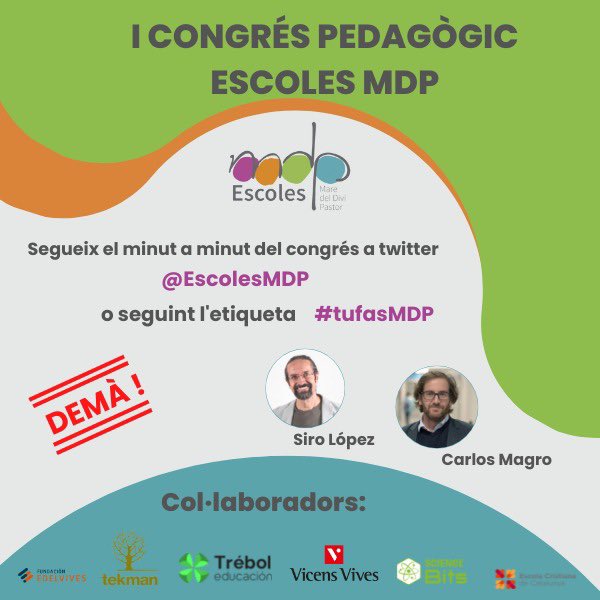 Demà és el gran dia! Podeu seguir el minut a minut del #congrésMDP en aquest mateix perfil de twitter i seguint l’etiqueta #tufasMDP