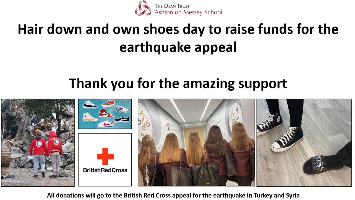 DT_AoMSchool's tweet photo. Fantastic support today, thank you for all the donations for @BritishRedCross #TurkeySyriaEarthquake https://t.co/RrimWrVs1G