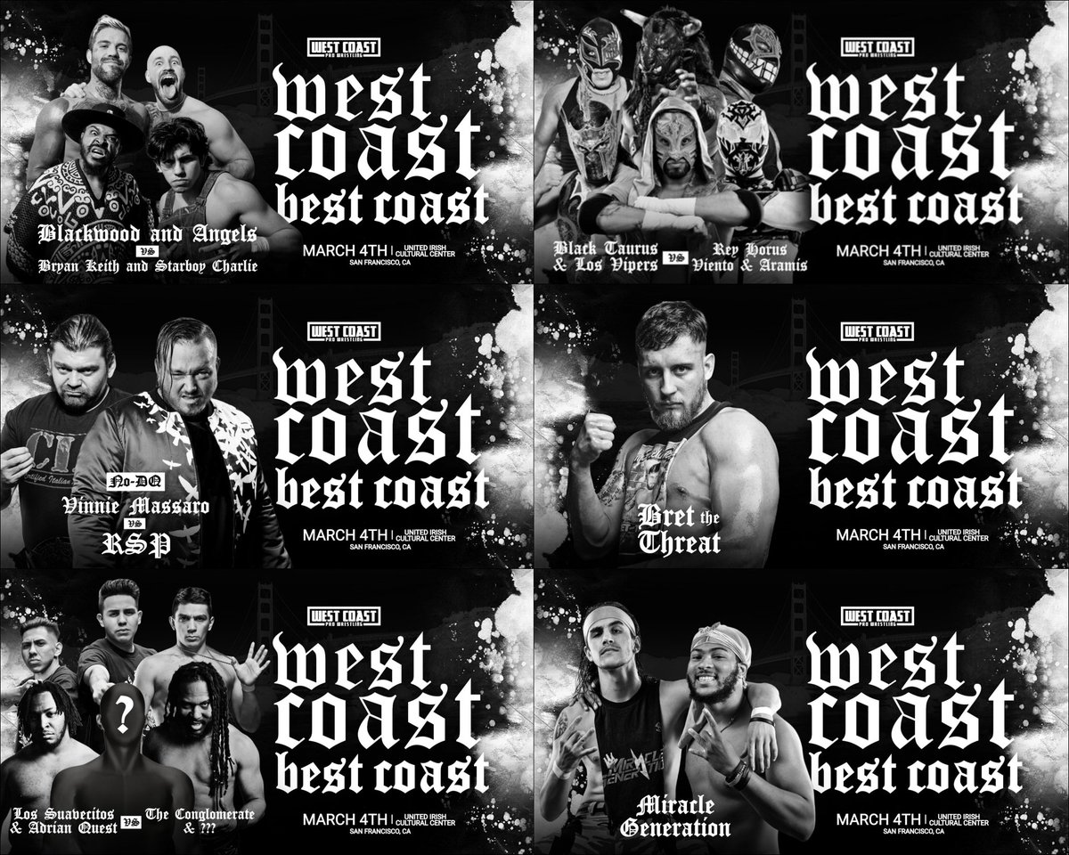 @WCProOfficial presents #BestCoast
Saturday March 4th San Francisco,CA

#WCPW #WestCoastBestCoast