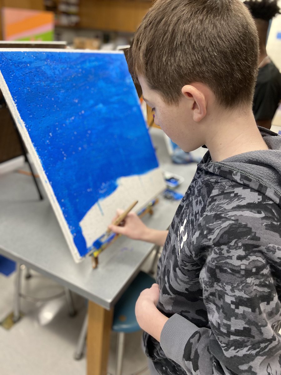 I could seriously teach fifth grade painting all day long. East students started ceiling tiles today thanks to a successful donorschoose campaign! One kid said “Painting is so therapeutic”. #spoton #elementaryart <a href="/east_trinity/">Trinity Middle School</a>