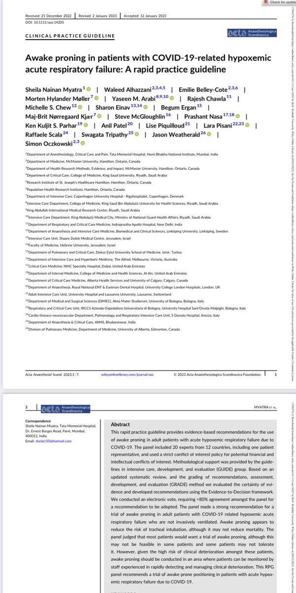 Sheila Myatra (@sheilamyatra) on Twitter photo Awake proning in patients with COVID-19-related hypoxemic acute respiratory failure: A rapid practice guideline. Fortunate to work with a dedicated team on this RPG using GRADE. <a href="/AlhazzaniW/">Waleed Alhazzani</a> <a href="/SharonEinavMD/">SharonEinavMD</a> <a href="/Drnasap/">Prashant Nasa</a> <a href="/TripathySwagata/">swagata tripathy</a> <a href="/YaseenarabiYa/">Yaseen Arabi</a> @Simon_Ocz Awake proning in patients with COVID-19-related hypoxemic acute respiratory failure: A rapid practice guideline. Fortunate to work with a dedicated team on this RPG using GRADE. <a href="/AlhazzaniW/">Waleed Alhazzani</a> <a href="/SharonEinavMD/">SharonEinavMD</a> <a href="/Drnasap/">Prashant Nasa</a> <a href="/TripathySwagata/">swagata tripathy</a> <a href="/YaseenarabiYa/">Yaseen Arabi</a> @Simon_Ocz