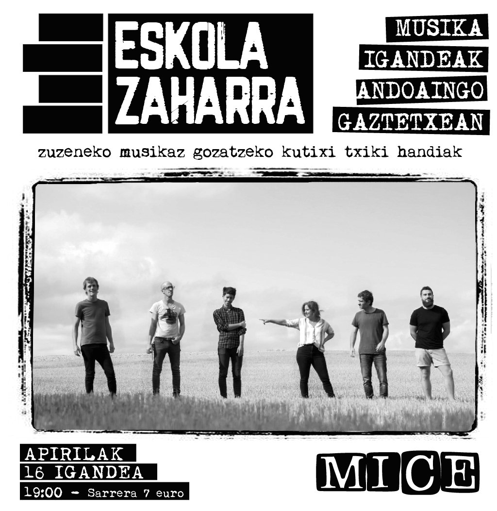 ESKOLA ZAHARRA 
Musika Igandeak Andoaingo Gaztetxean

Otsaletik maiatzera Eskola Zaharra musika zikloa ospatuko da Andoaingo gaztetxean. Emanaldiak 19.00etan hasiko dira

- OTSAILAK 26 :LUKIEK
- MARTXOAK 26: GAILU
- APIRILAK 16: MICE

<a href="/gailutaldea/">gailutaldea</a>  <a href="/bidehuts/">bIDEhUTS</a> <a href="/Lukiektaldea/">Lukiek</a> <a href="/rentx/">ֺ۪ ⭒ ݂ ໒꒰՞ ܸ. .ܸ՞꒱ა ֺ۪ ⭒ ݂</a>