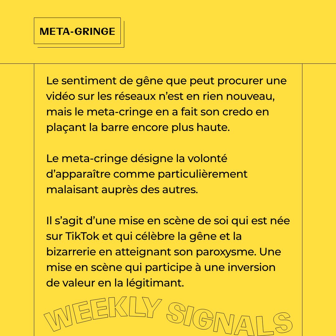 WConranDesign's tweet image. 🚨 Weekly Signals #45 – META-CRINGE 🚨 

🫠 Ne soyez plus gêné·e d’être gênant·e 🫠
 
 Pour en savoir plus 👉linkedin.com/feed/update/ur…