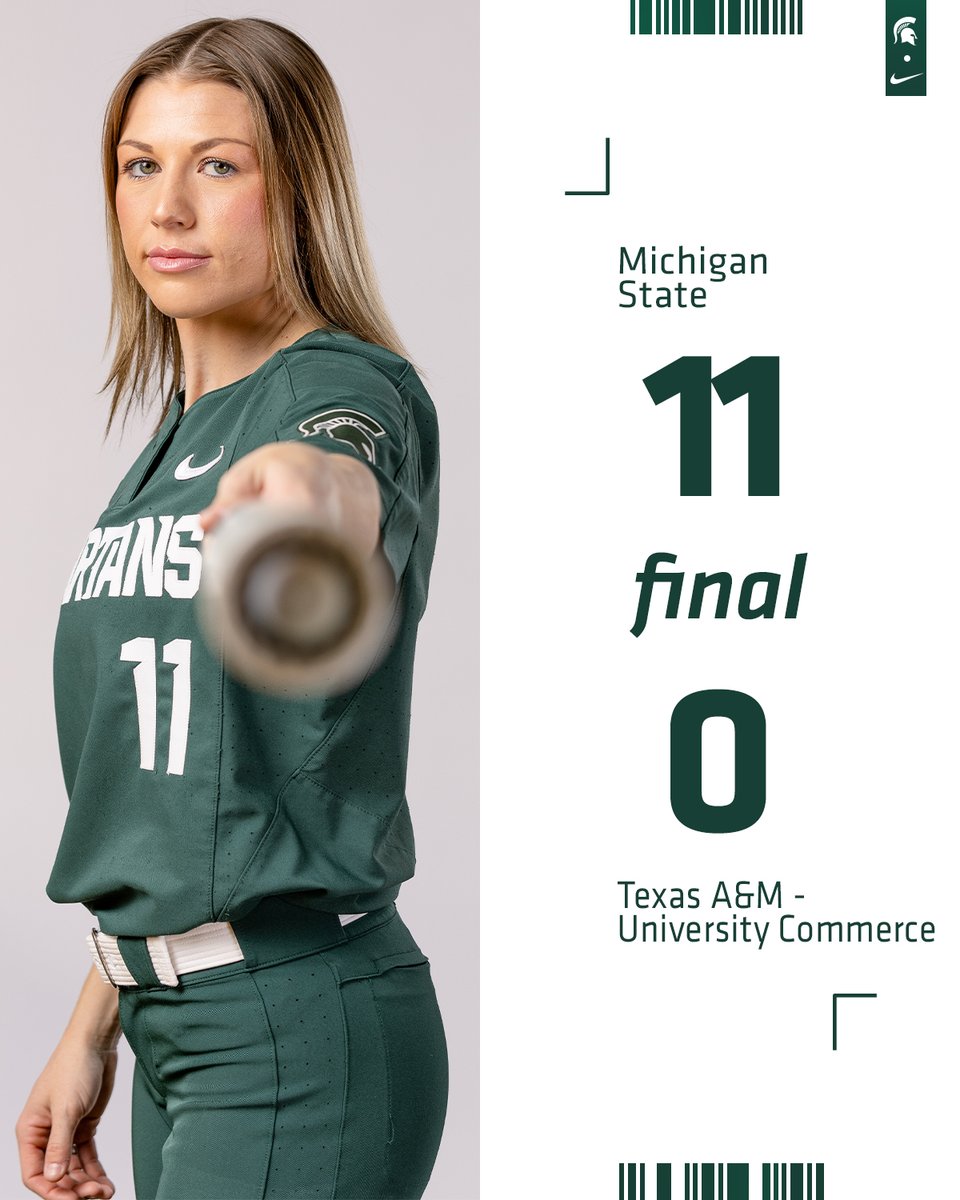 MSU_Softball's tweet photo. Starting the season off with a dub ✅

#GoGreen | #UNLEASH https://t.co/XPcDFv8XT9