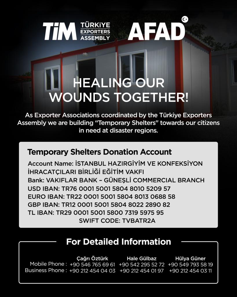 Turkish exporters call for donations for earhquake