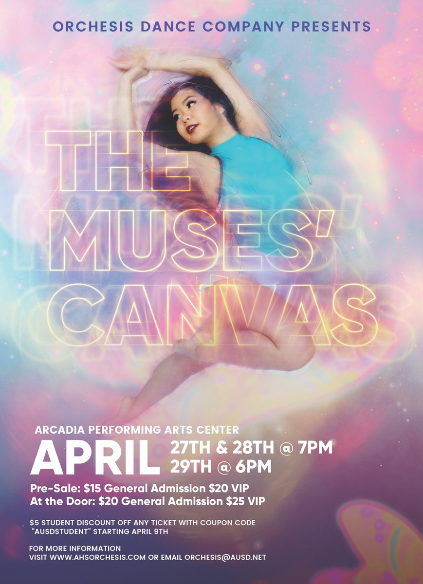 Get excited! Our Spring Production, the Muses’ Canvas, will be on April 27-29! More information about ticket sales will come out soon so stay tuned! 🎨
