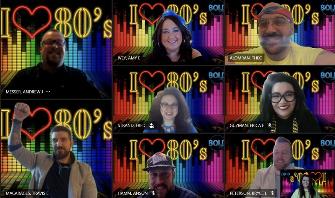OfficialAmyIvey's tweet photo. We had a #RAD time in our #BoldRush Rally call this morning! Ready to take on the #WEEKEND! #80svibes ##dontyouforgetaboutdata #squarestates #lifeatatt #gowest @SeabaughAmanda @BOLDNP @TravisMacarages @FredStrand1997 @EricaLamS2 @TheoAlomran @HammAnson https://t.co/1cnJjIcbm3