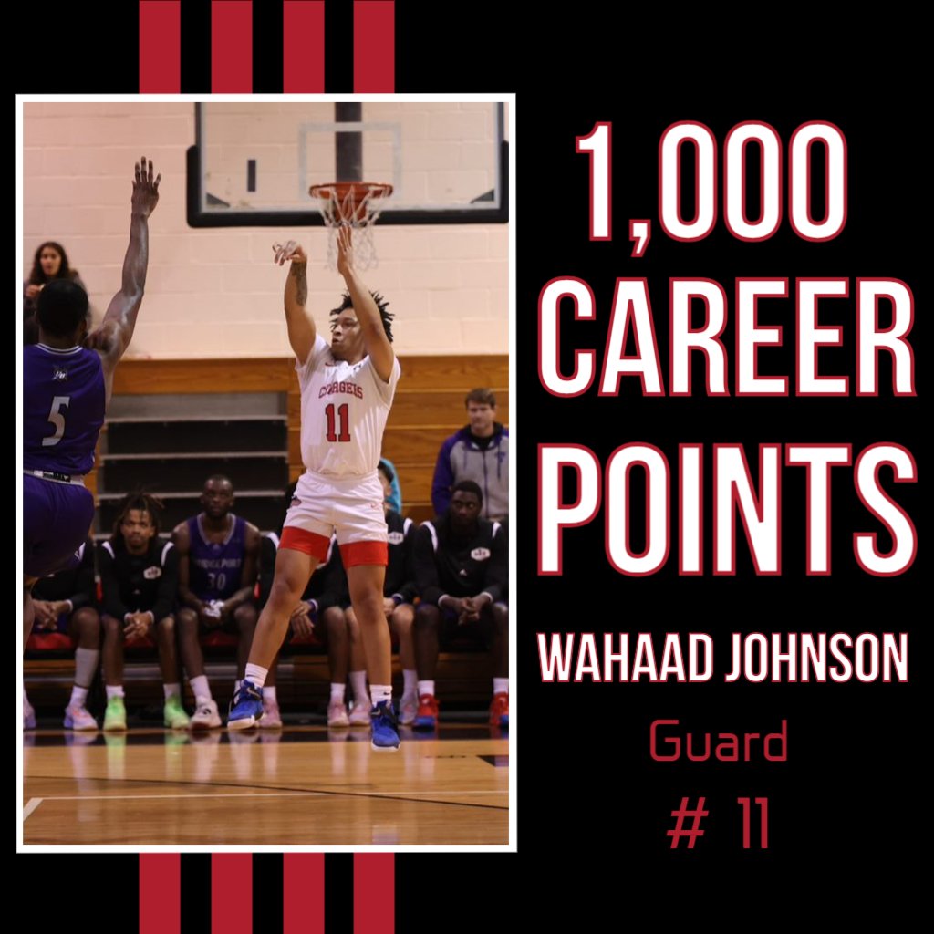 ChargersofDU's tweet photo. Congratulations to Wahaad Johnson on scoring his 1,000th career point on February 4th against Georgian Court University! https://t.co/5MbtuP3Dk6
