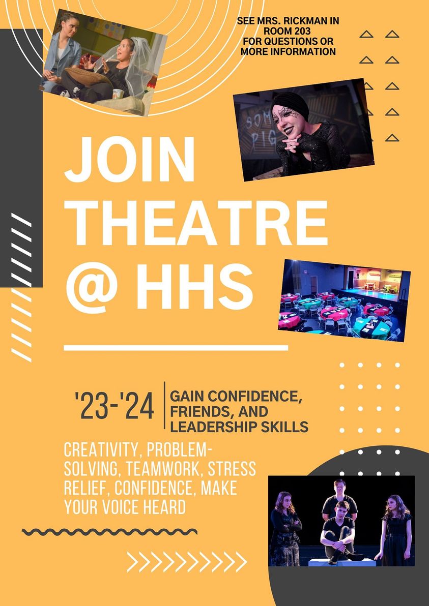 Please Share:
Students! Registration for next year is just around the corner and we would LOVE to see you in theatre!!! We have big plans for next year's theatre season and we want YOU to be a part of it!! Come by room 203 at the high school for more info!!