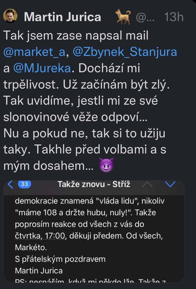 petrarez07's tweet photo. @maestrosill @vrchnikomisar @market_a Martine opatrně s tim Božkovem. Víš, že pak musíš ráno ty tvoje výjevy egomanie zbytečně mazat 🤭 https://t.co/u22o78eEpZ