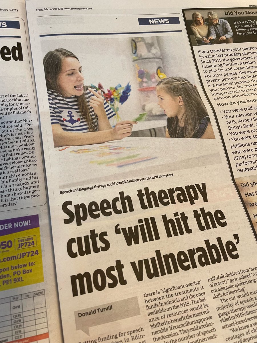 Coverage in @edinburghpaper of our call to protect children's speech and language therapy services - these are the wrong cuts at the wrong time.
