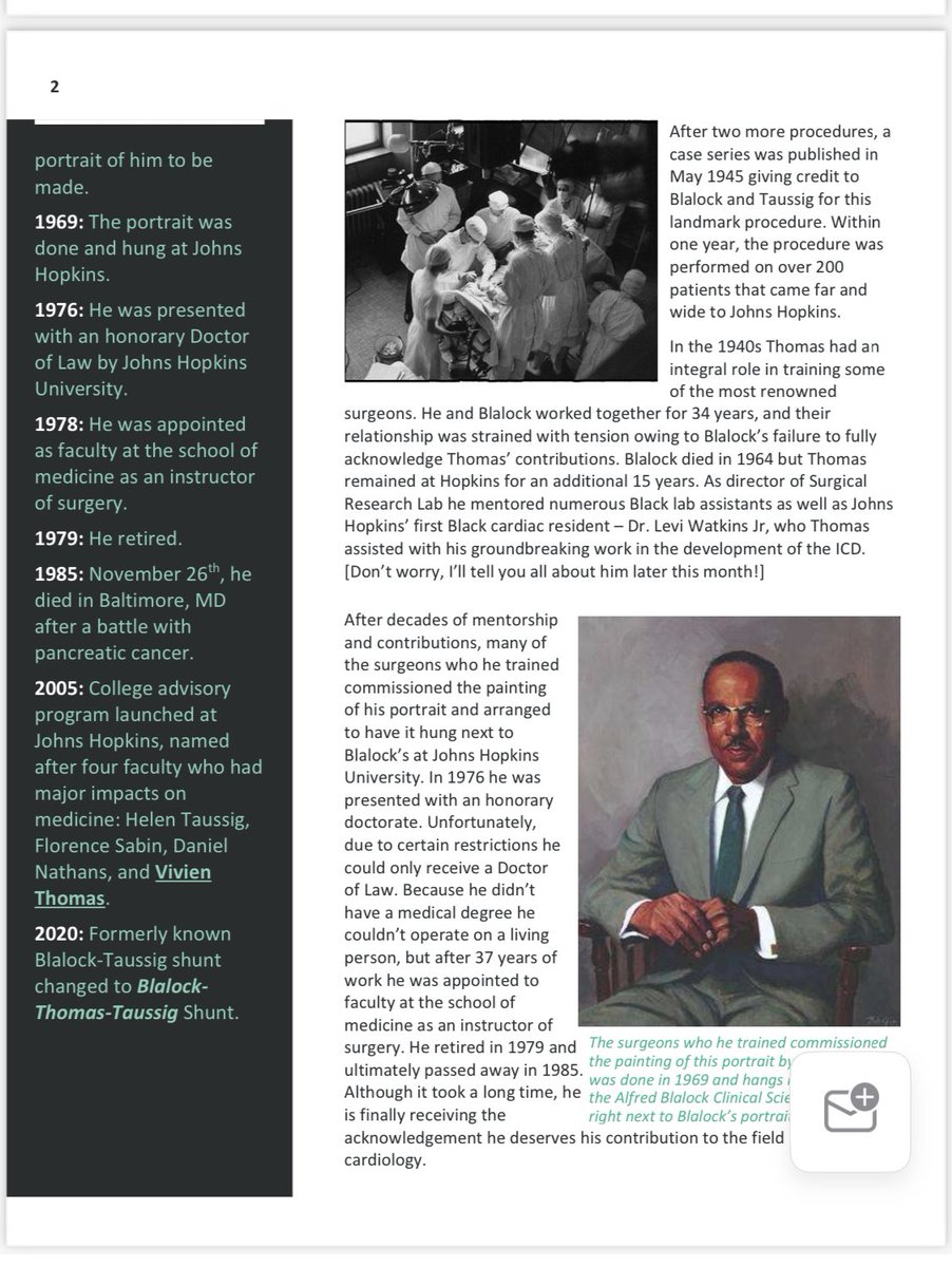 The next one from @B_CherestalMD may be more familiar to many. #DrVivienThomas of the #blalockthomastaussigshunt #BlackHistoryMonth #AmericanHeartMonth