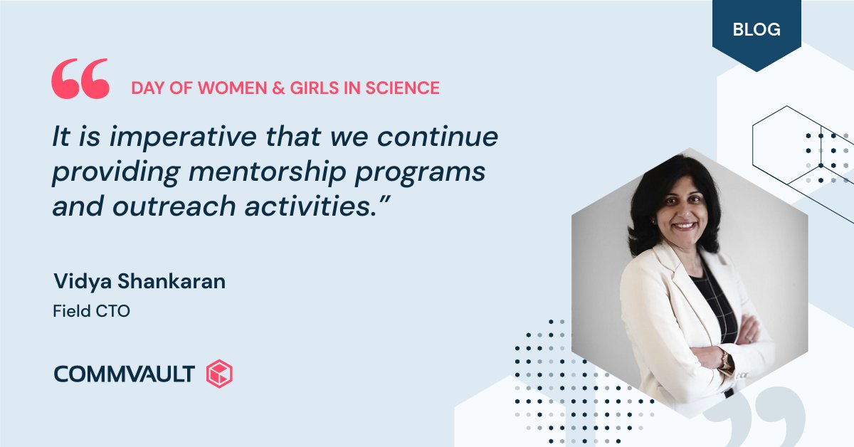 Commvault's tweet photo. Celebrating #IDWGS2023 is easy when you have two outstanding leaders like Vidya Shankaran and  @V51JVd. Get to know their thoughts on the challenges faced by #WomenInSTEM, the power of diverse perspectives, and their advice to their 18-year-old selves. https://t.co/2Xd2fY3asQ https://t.co/3wq1iybAjT
