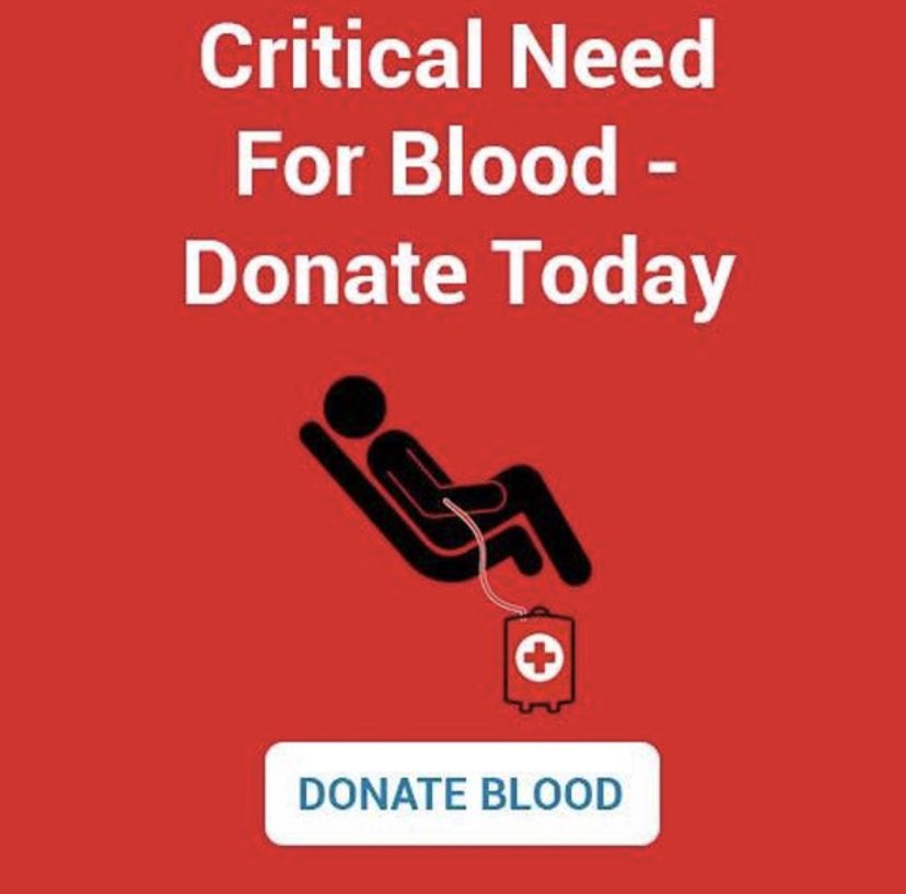 Texoma Regional Blood Center is experiencing a critical blood shortage. ALL BLOOD TYPES ARE NEEDED. 

Please donate at TRBC! If you are unsure if you are eligible or have any questions please call 903-893-4314.