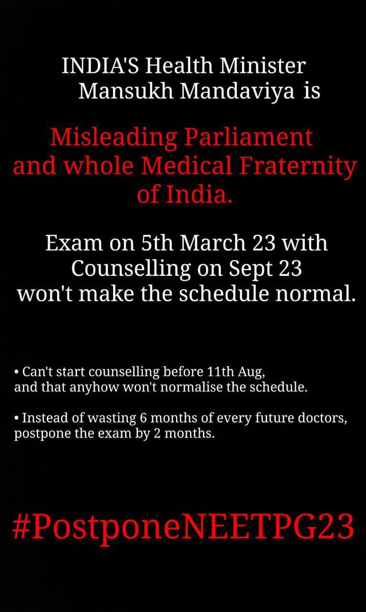 somesh_ashish's tweet photo. #PostponeNEETPG2033 
#NEETPG2023 
#resignmansukhmandaviya https://t.co/KRUOIQDjCT