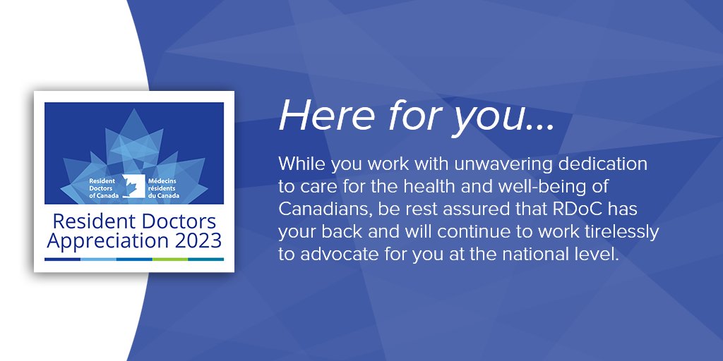 RDoC is privileged to serve as the national voice of resident doctors and work alongside the PHOs to advocate for residents’ interests across Canada #ResidentDoctorsAppreciation2023 #ThankYou #Hereforyoualways