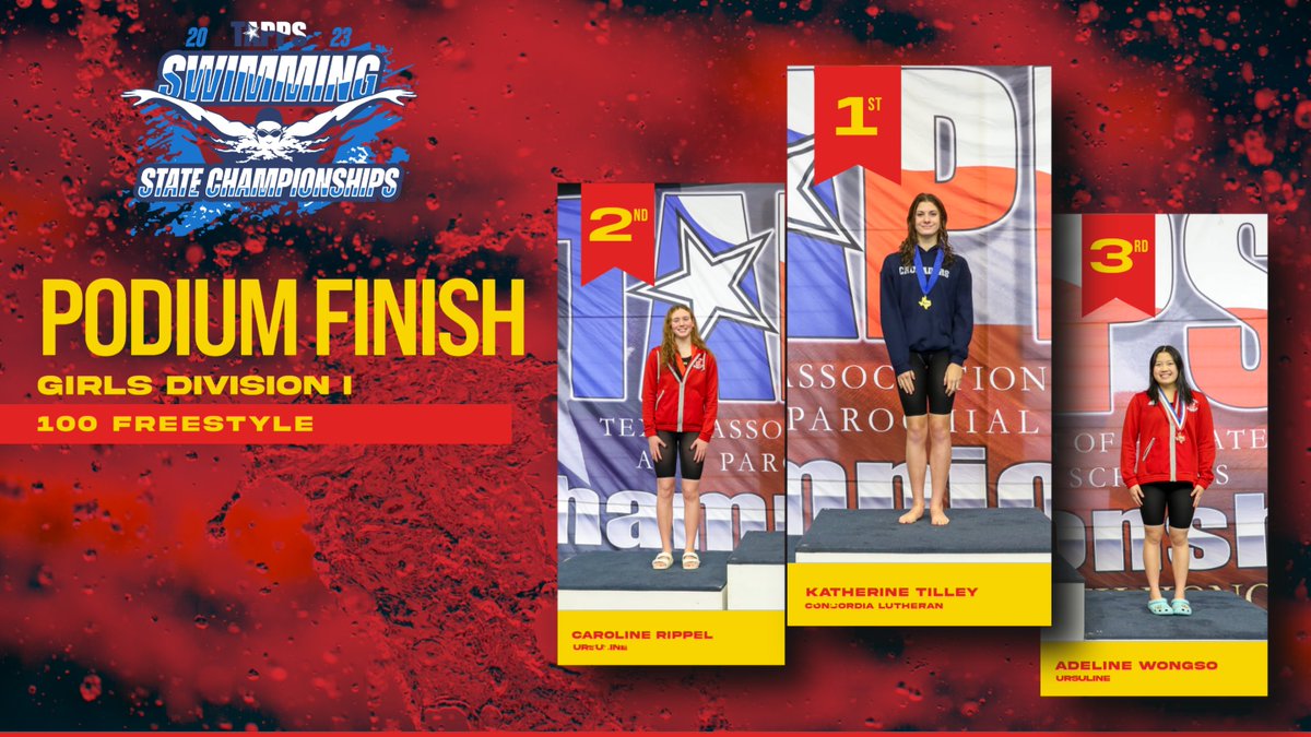 TAPPSswim's tweet photo. Congratulations to our Top Three Medalist in the Girls Division I 100 Yard Freestyle of the 2023 #TAPPSswim State Championship! https://t.co/P54TyjJNES