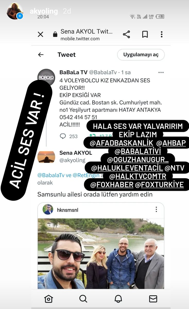 akyoling's tweet photo. @AFADBaskanlik @ahbapacil @ahbap @BabalaTv @OguzhanUgur @haluklevent @ntv @halktvcomtr @FOXhaber https://t.co/hCQDXcdlex