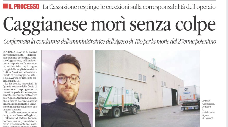 dukana2's tweet photo. Volevano pure dargli la “colpa” di essere morto stritolato in un macchinario dei delinquenti indagati #Ageco in #Basilicata 👇 https://t.co/KYtkQelmeP