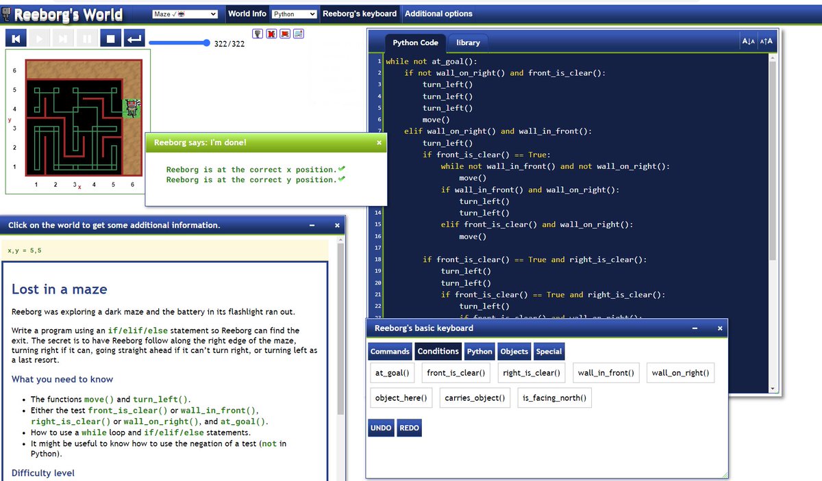 <a href="/andre_roberge/">André Roberge 🇨🇦</a> reeborg is 🔥finally finished it.
so much fun!