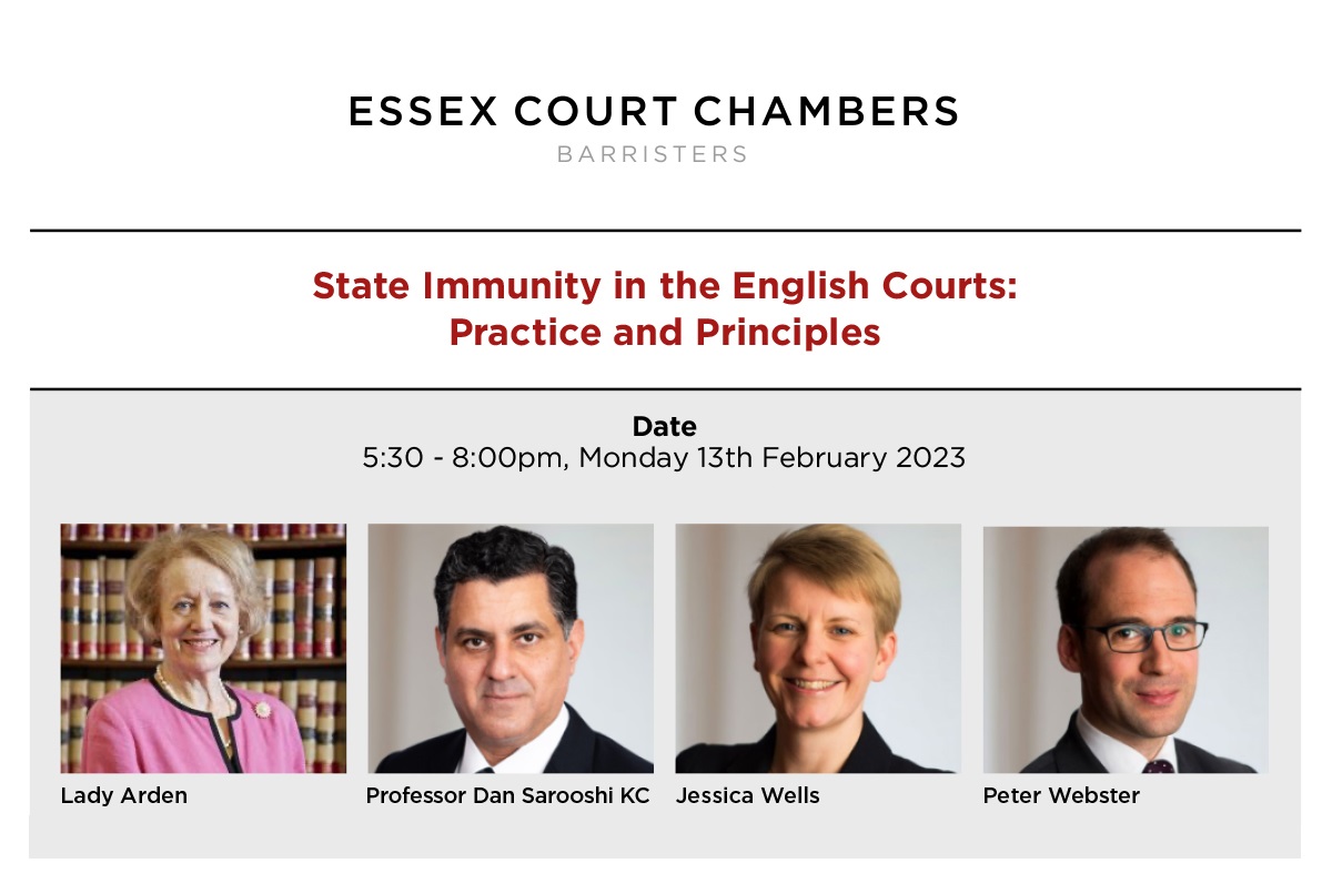 EssexCourtLaw's tweet photo. *Limited spaces still available* 

State Immunity in the English Courts: Practice and Principles. This Monday 13 Feb, 5:30pm.

RSVP and details: events@essexcourt.com

#stateimmunity #englishcourts #seminar #publicinternationallaw https://t.co/bq6jmzcHnl