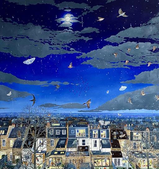 womensart1's tweet photo. Through the windows, 2021 by UK painter Emma Haworth #WomensArt https://t.co/U5UCpWmEsg