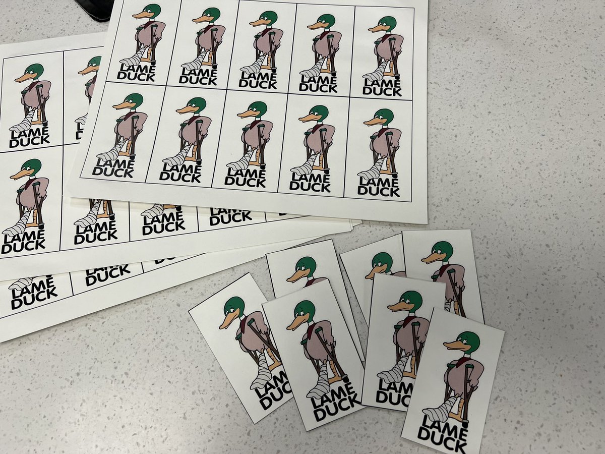 LibraryWmhs's tweet image. You’ve played Old Maid - but have you ever played “Lame Duck”? Prepping stations for executive branch review in government classes #stationlearning #letscollaborate #librarylearning #teacherlibrarian