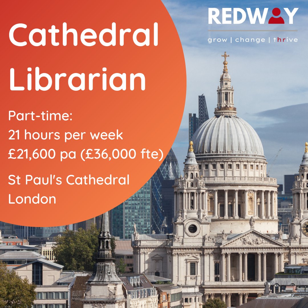 #Vacancy for a #Cathedral #Librarian to join the team in the iconic @StPaulsLondon #ApplyNow buff.ly/3JUekrD
#londonvacancies #vacanciesinlondon #cathedraljobs #LibrarianJobs #librarianJob #HeritageBuilding #charityjobslondon #PartTimeJobs #vacancies