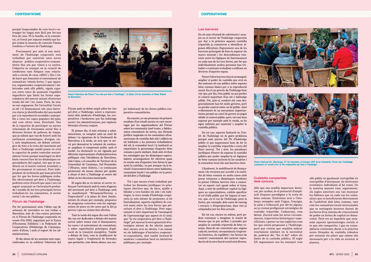 adriagm's tweet photo. Disponible ja online l'últim article del Fòrum #Viacoop de la @XES_cat @Habicoop_FCHC i altres a @rocagales #cooperaciócatalana 'El moment de les aliances público-cooperativo-comunitàries al voltant de l’habitatge' https://t.co/KgMUVXPXUL
Resum amb les idees principals 👇🏽 https://t.co/BkDJBBLdNg