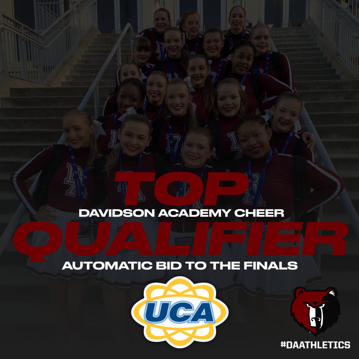 DA Athletics (@athletics_da) on Twitter photo Breaking News:
The Varsity Cheer team has earned an automatic bid to Sunday's championship round in Orlando!
<a href="/davidsonacademy/">Davidson Academy</a> Breaking News:
The Varsity Cheer team has earned an automatic bid to Sunday's championship round in Orlando!
<a href="/davidsonacademy/">Davidson Academy</a>